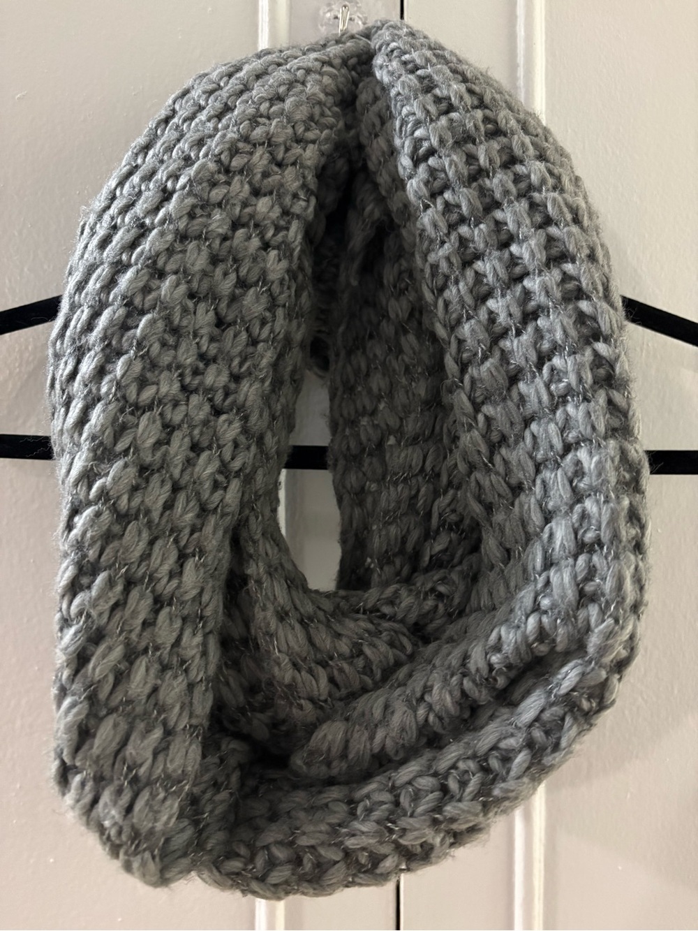 Aldo Gray Chunky Knit Infinity Scarf.